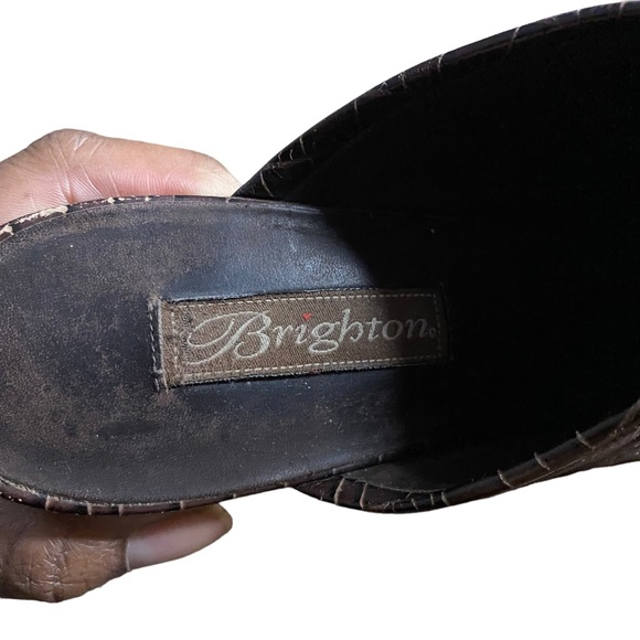 Brighton Women's Dark Brown Fiona Embroidered Bohemian Clog Mules - Picture 5 of 7